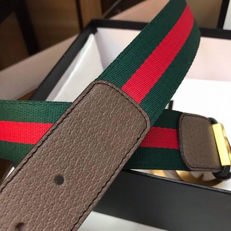 Gucci GG Marmont Web Belt Canvas and Leather 'Green/Red'