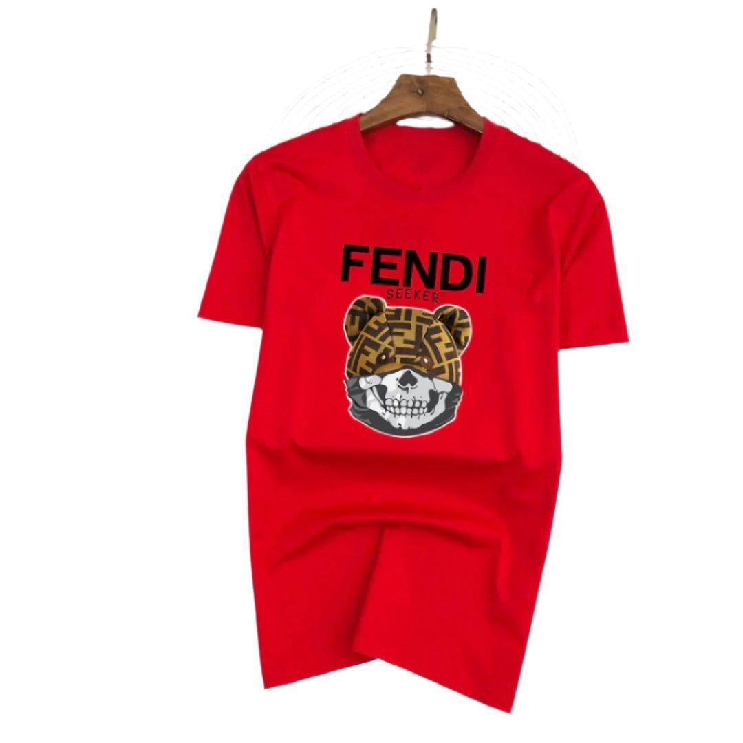 Fendi T-Shirt Head Bear without Collar 'Red'