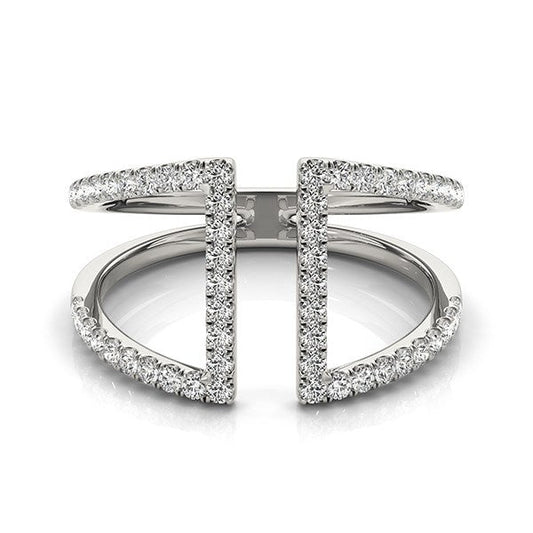 14k White Gold Open Style Dual Band Ring with Diamonds (1/2 cttw) — photo 2 of 8