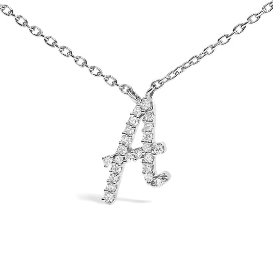 10K White Gold Diamond Accent "A" Initial Script Style Pendant Necklace — photo 2 of 10