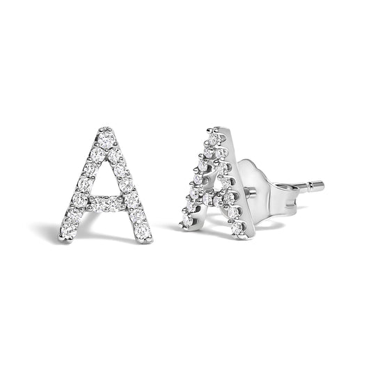 10K White Gold 1/10 Cttw Diamond Initial “A†Stud Earring — photo 2 of 10