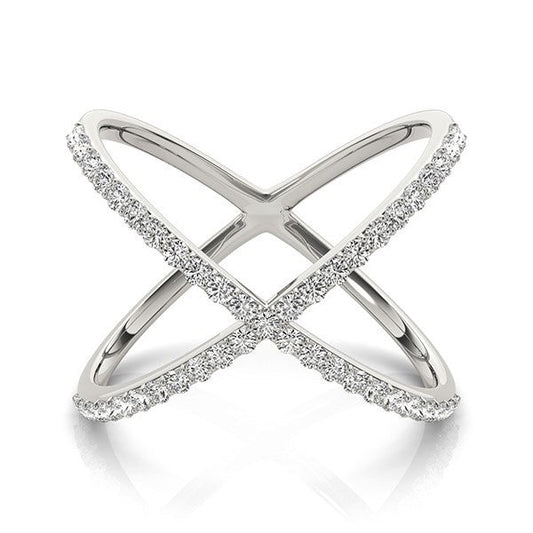14k White Gold X Style Thin Ring with Diamonds (1/2 cttw) — photo 2 of 8
