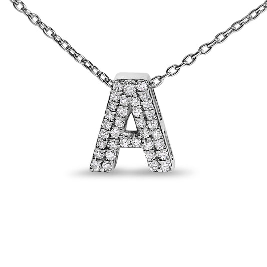 10K White Gold Diamond Accent "A" Initial Bubble Pendant Necklace — photo 2 of 10