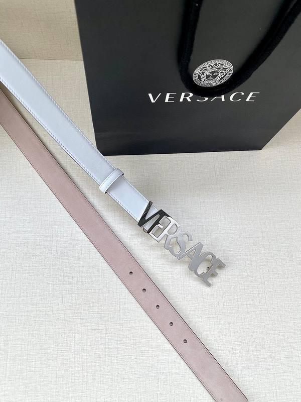 Versace Women's Leather Logo Decorated Buckle Belt