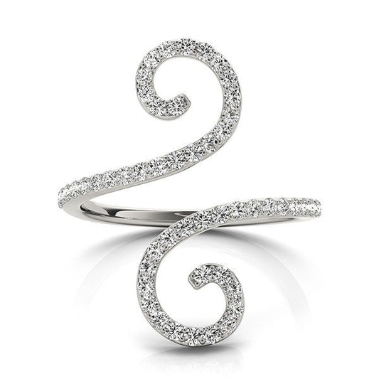 14k White Gold Diamond Open Flourish Style Ring (1/2 cttw) — photo 2 of 9