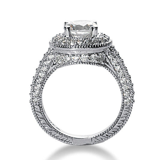 14k White gold Vintage Halo Diamond Semi-Mount — photo 2 of 4