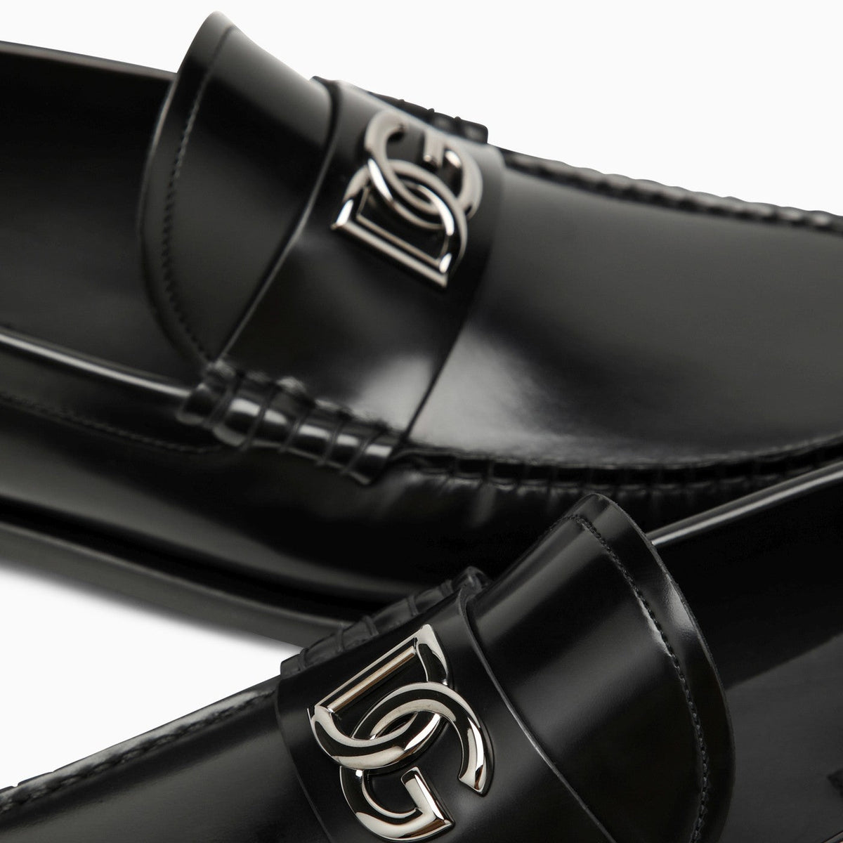 Dolce&Gabbana Black Leather Loafer With Logo
