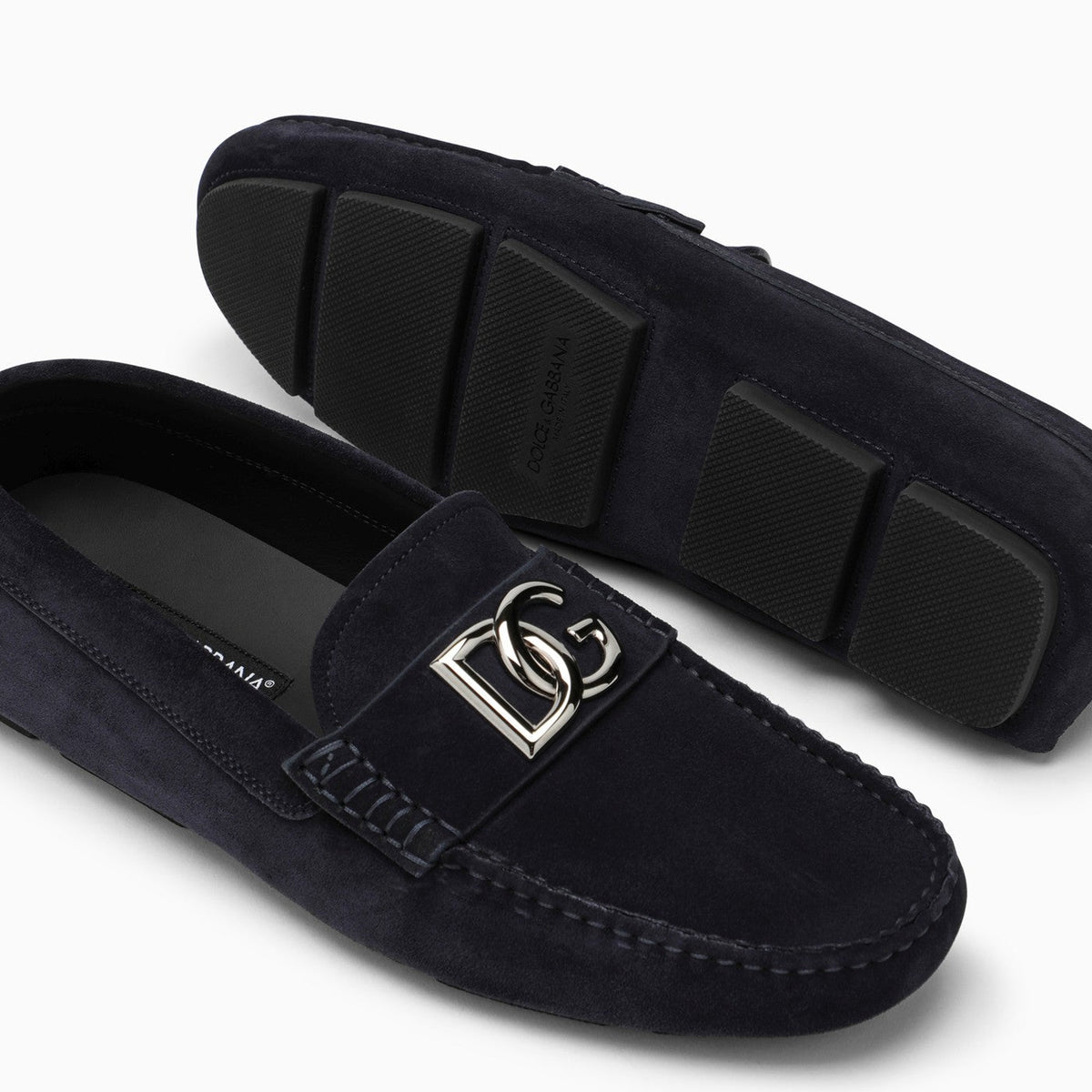 Dolce&Gabbana Blue Suede Loafer With Logo