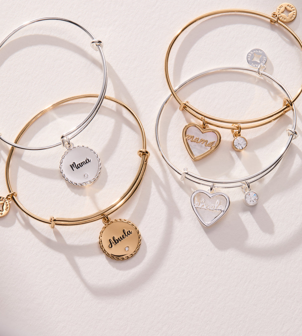 Abuela Mother of Pearl Heart Charm Bangle