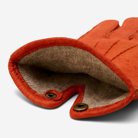 Antonio (orange) - Luxurious Italian peccary leather gloves with cashmere lining — photo 2 of 8