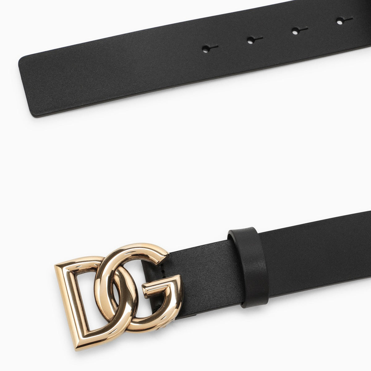 Dolce&Gabbana Black Belt With Rutenium Dg Plaque