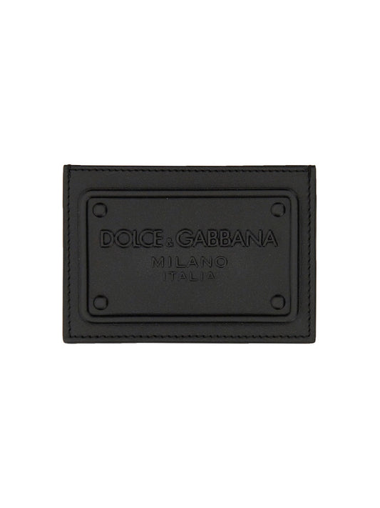 DOLCE & GABBANA Leather Mini Card Holder with Logo