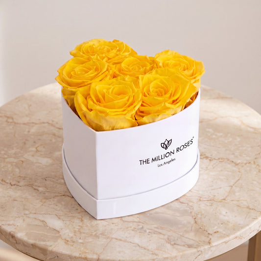 Baby Heart White Box | Yellow Roses