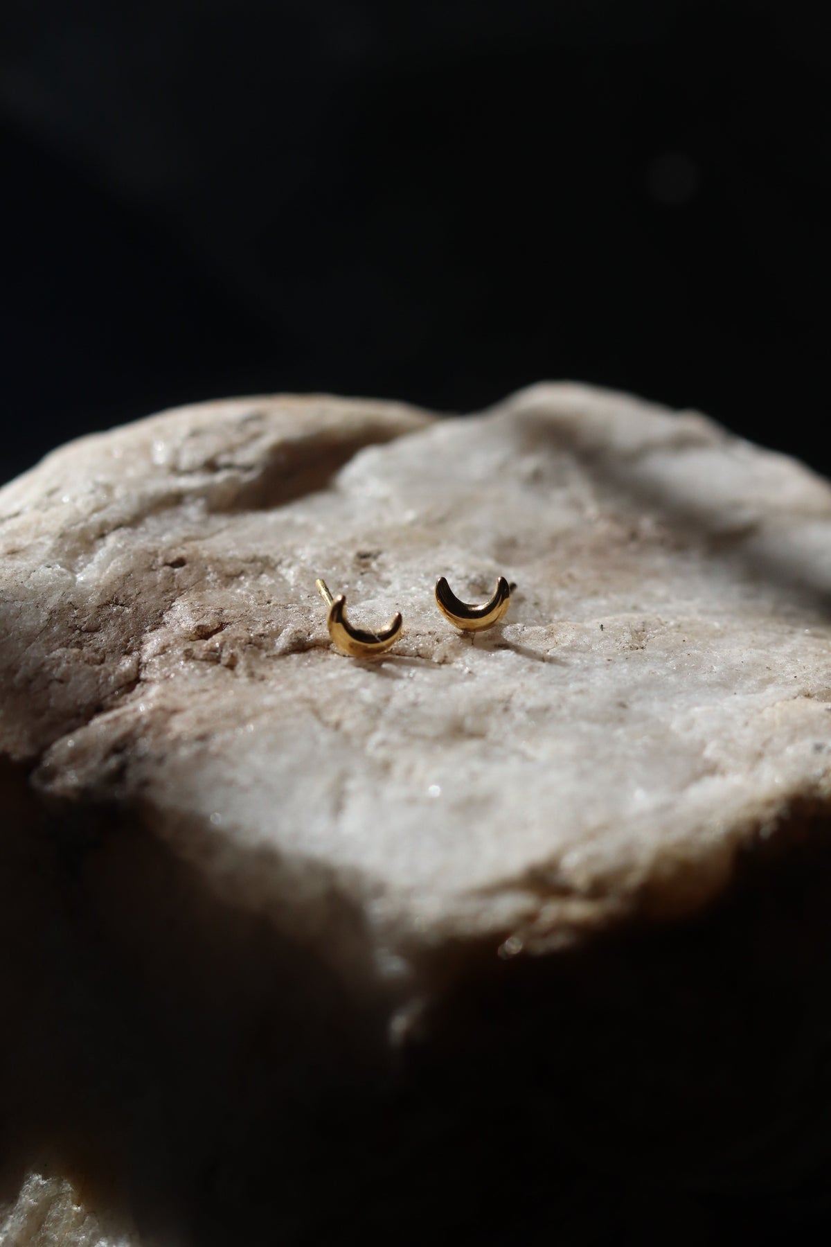 Gold Moon Studs, 18k gold plated, stainless steel