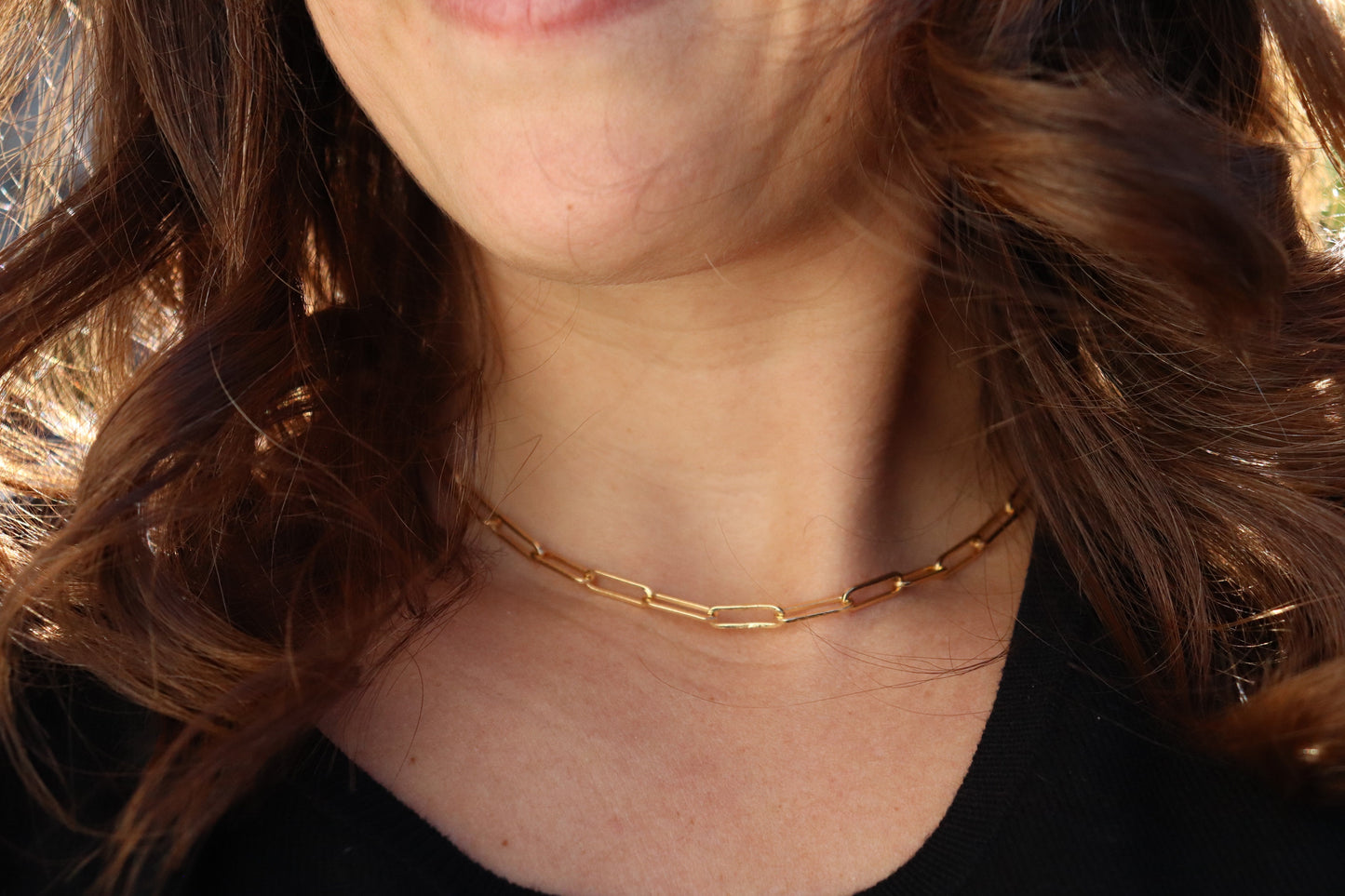 Gold Paperclip Chain Necklace - Water resistant and stainless steel
