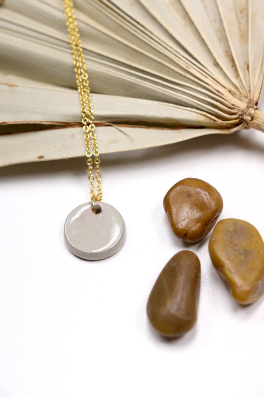 Hope Necklace - Light Grey (Ceramic and Gold)