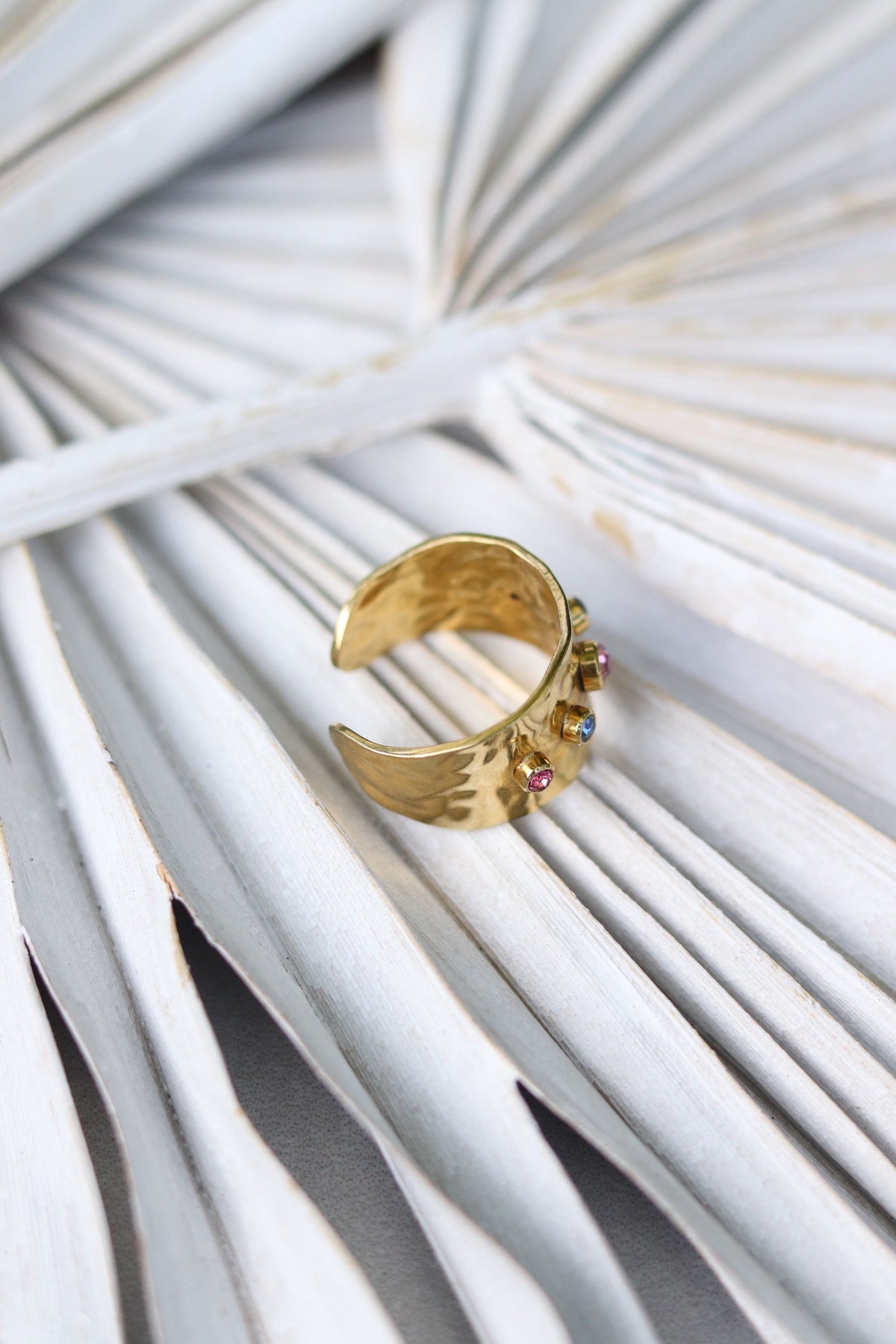 Charlotte Multi Stone Gold Statement Ring, Waterproof Gold Ring, 18K Gold Plated Stainless Steel Ring, Hypoallergenic Jewelry, Tarnish Resistant Ring