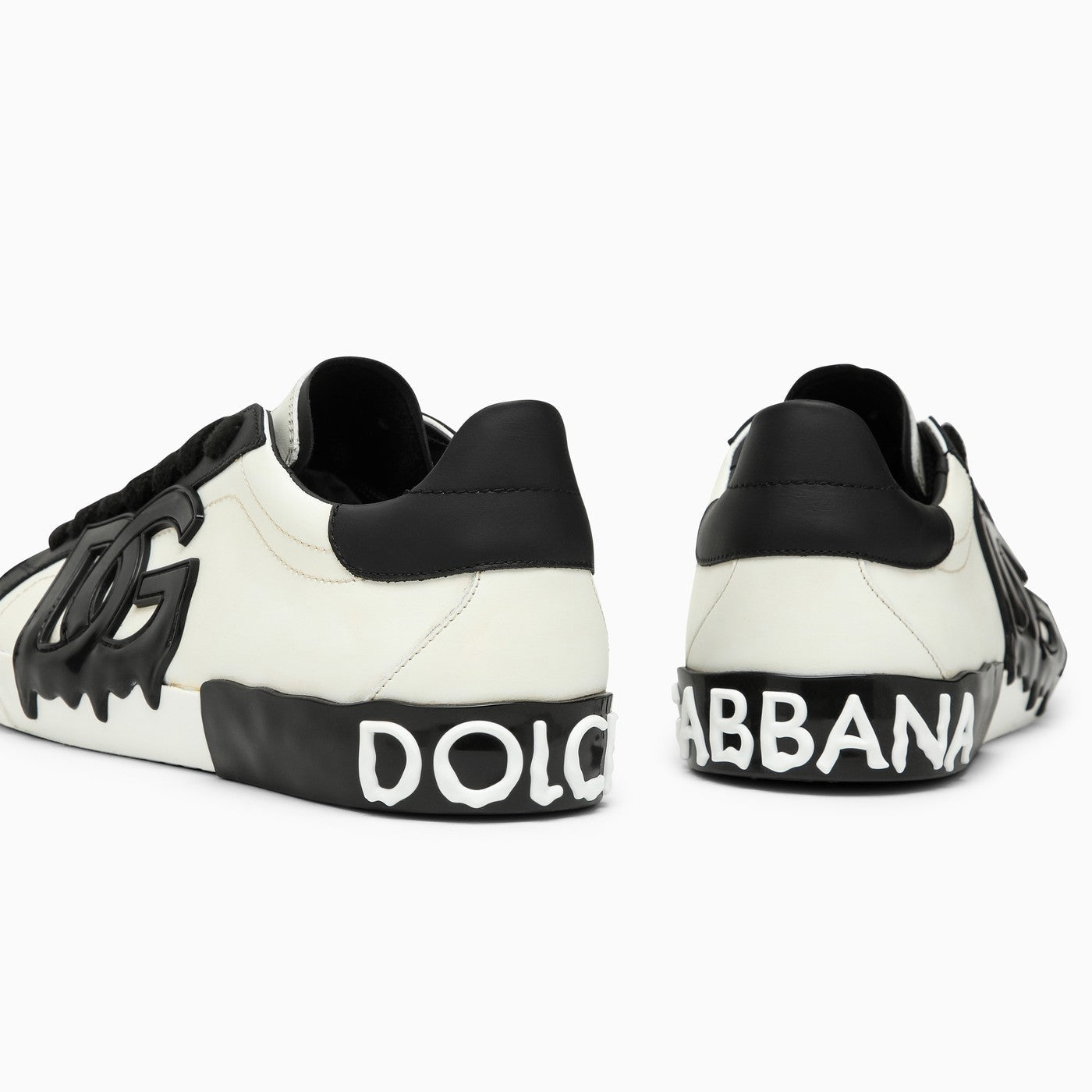 Dolce&Gabbana Portofino Vintage White/Black Leather Trainer