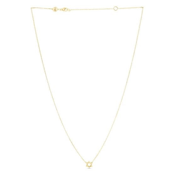 14k Yellow Gold Star of David Necklace