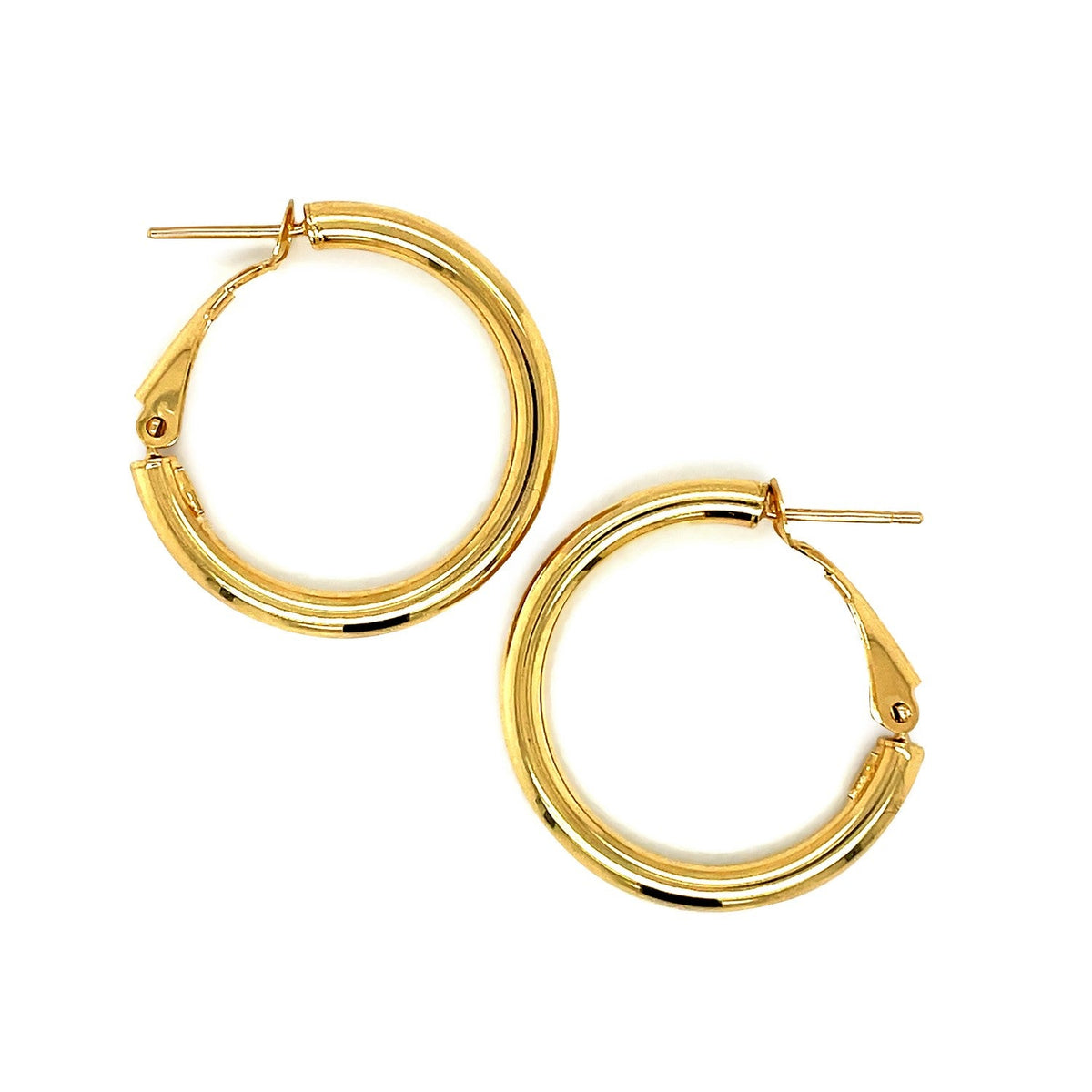 14k Yellow Gold High Polish Hoop Earrings (0.78 inch Diameter)