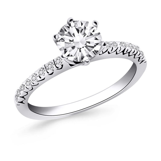 14k White Gold Engagement Ring with Fishtail Diamond Accents — photo 2 of 2