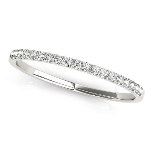 14k White Gold Slim Pave Set Diamond Wedding Band (1/8 cttw) — photo 2 of 2