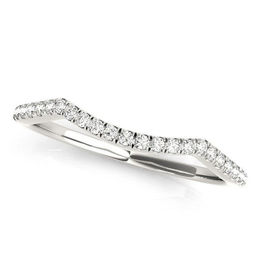 14k White Gold Diamond Pave Set Curved Wedding Band (1/8 cttw) — photo 2 of 2