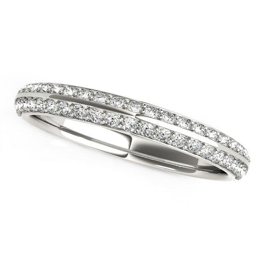 14k White Gold Two-Row Pave Set Diamond Wedding Band (1/4 cttw) — photo 2 of 2