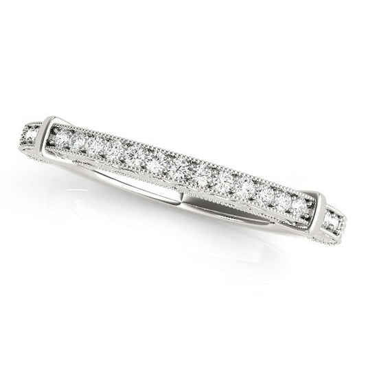 14k White Gold Bead Border Modern Wedding Band (1/8 cttw) — photo 2 of 2