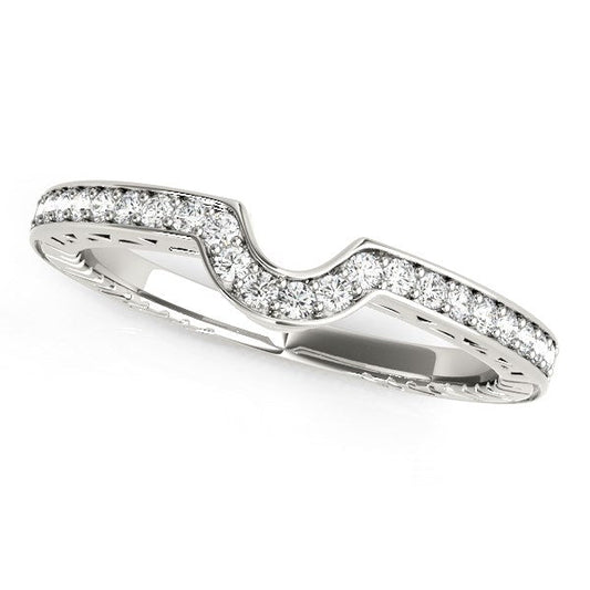 14k White Gold Prong Set Curved Wedding Band (1/8 cttw) — photo 2 of 2