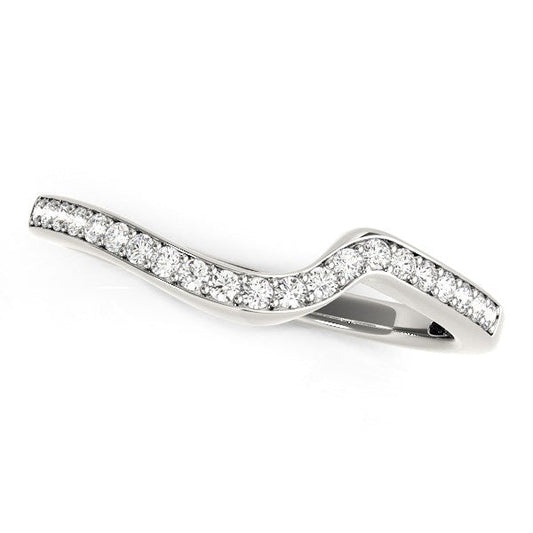 14k White Gold Modern Curved Wedding Ring (1/5 cttw) — photo 2 of 2