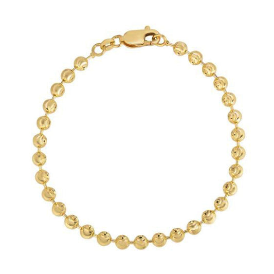 Moon Cut Bead Chain Bracelet in 14k Yellow Gold (4.00 mm)