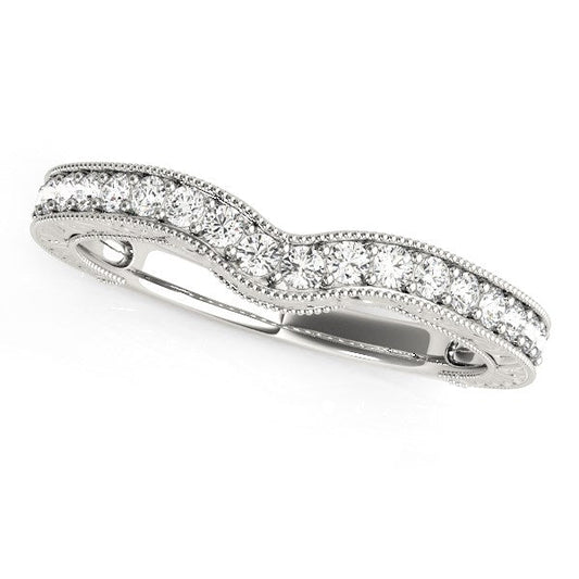 14k White Gold Bead Border Curved Diamond Wedding Band (1/4 cttw) — photo 2 of 2