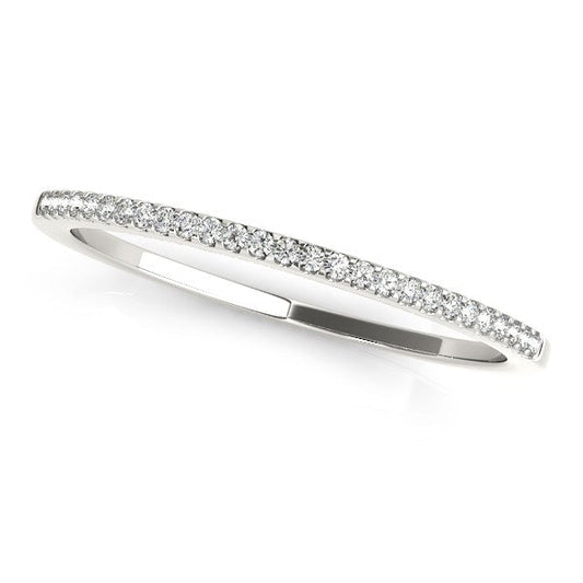 14k White Gold Slim Round Pave Set Wedding Band (1/10 cttw) — photo 2 of 2