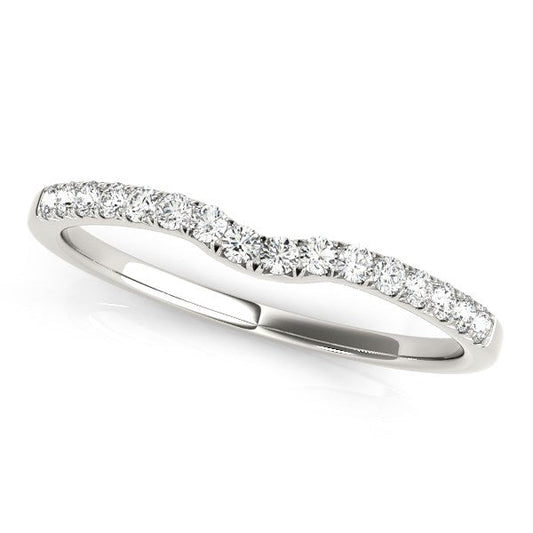 14k White Gold Curved Pave Setting Diamond Wedding Ring (1/8 cttw) — photo 2 of 2
