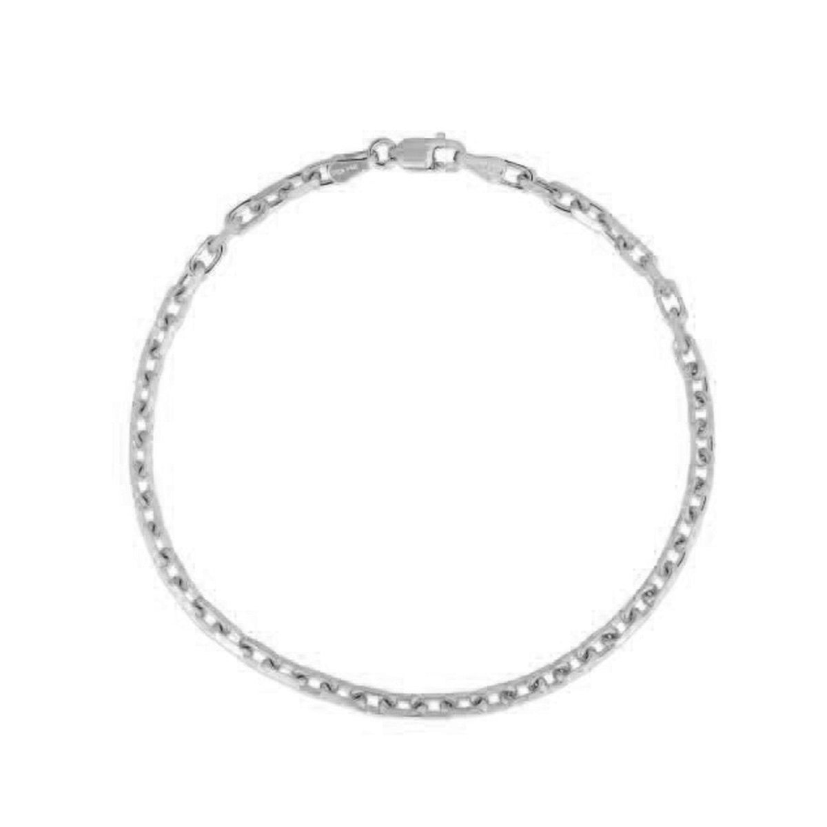 14k White Gold French Cable Chain Bracelet (2.50 mm)