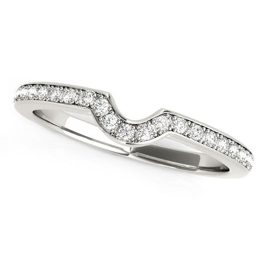 14k White Gold Modern Curved Prong Set Diamond Wedding Band (1/8 cttw) — photo 2 of 2