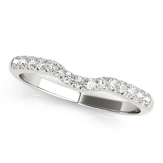 14k White Gold Pave Set Curved Diamond Wedding Band (1/5 cttw) — photo 2 of 2