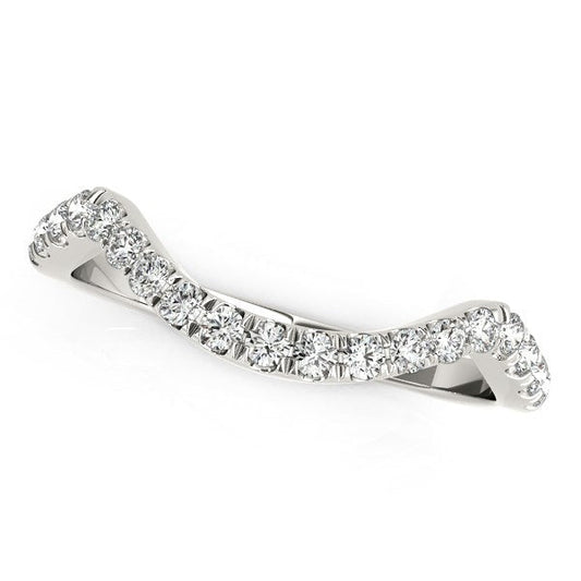 14k White Gold Modern Curved Style Pave Diamond Wedding Band (1/5 cttw) — photo 2 of 2