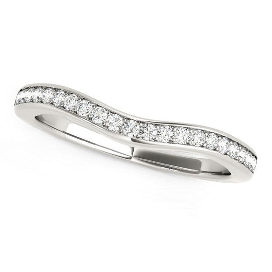 14k White Gold Curved Diamond Wedding Band (1/6 cttw) — photo 2 of 2
