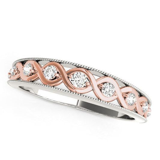 14k White And Rose Gold Infity Diamond Wedding Band (1/8 cttw) — photo 2 of 2