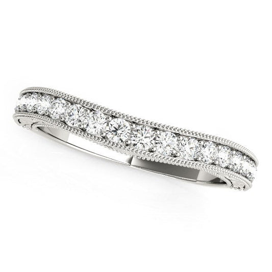 14k White Gold Bead Border Curved Diamond Wedding Ring (1/4 cttw) — photo 2 of 2