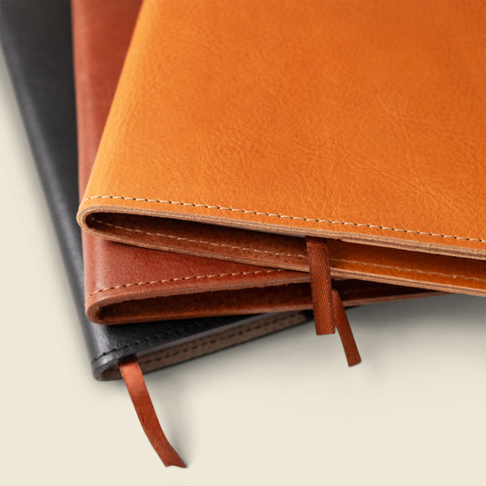 Refillable A5 Leather Notebook Cover – Black