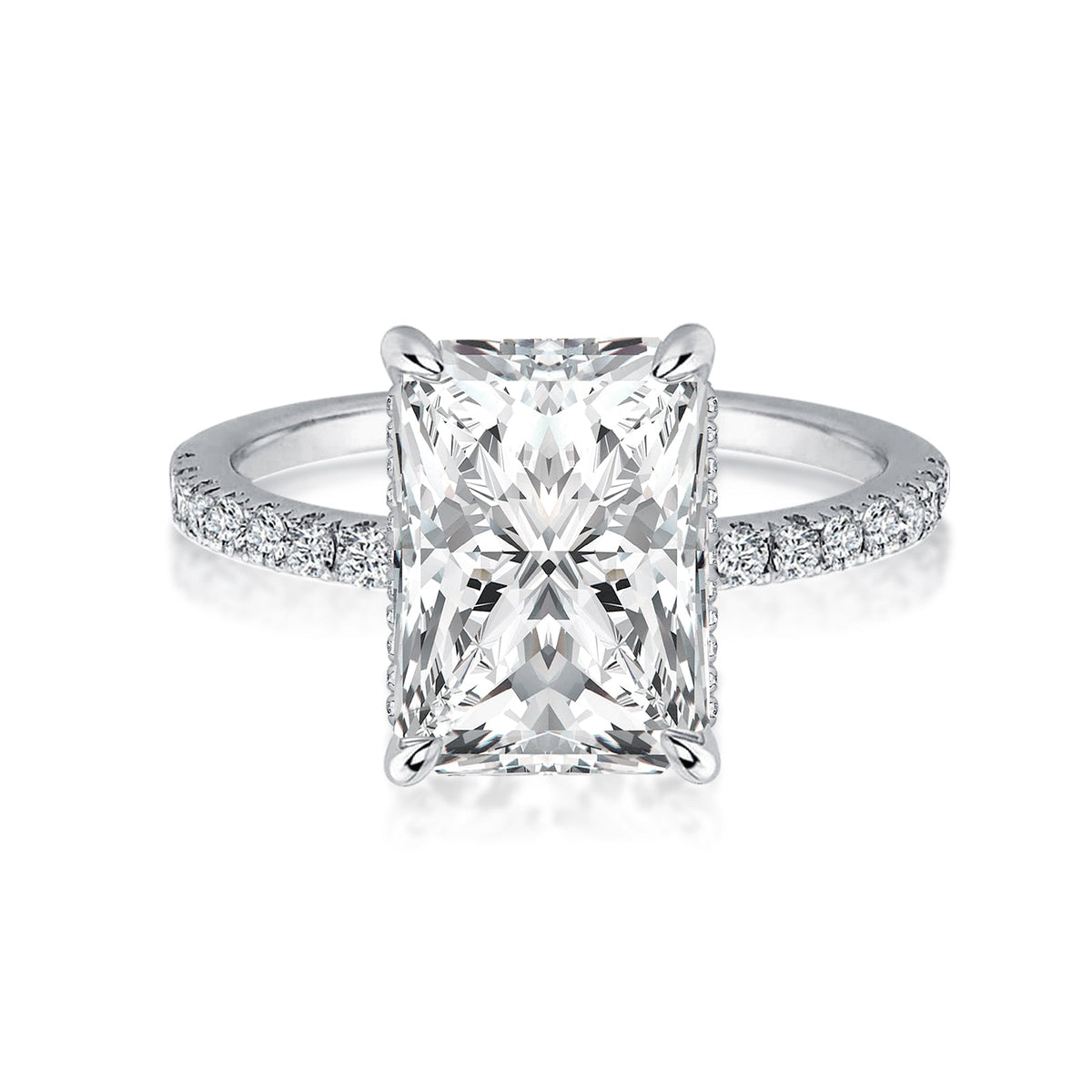 Rodiffy Moissanite 3.5 Ct Radiant Cut White Gold Engagement Ring For Women