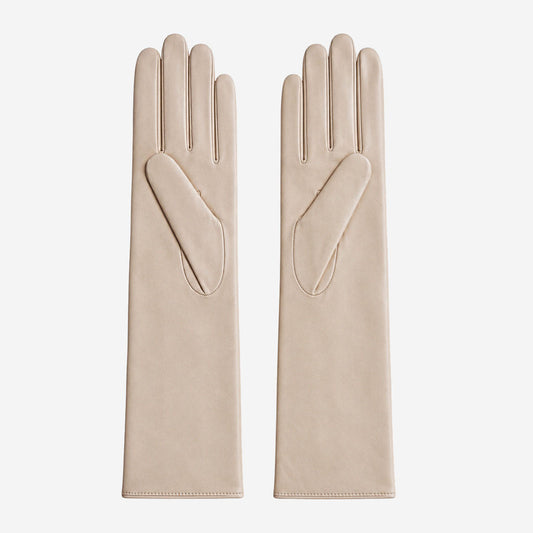 Leonora (cream) - Italian cashmere lined 6-button length leather gloves — photo 2 of 10