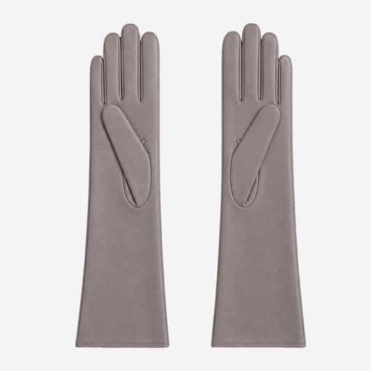 Leonora (grey) - Italian cashmere lined 6-button length leather gloves — photo 2 of 10