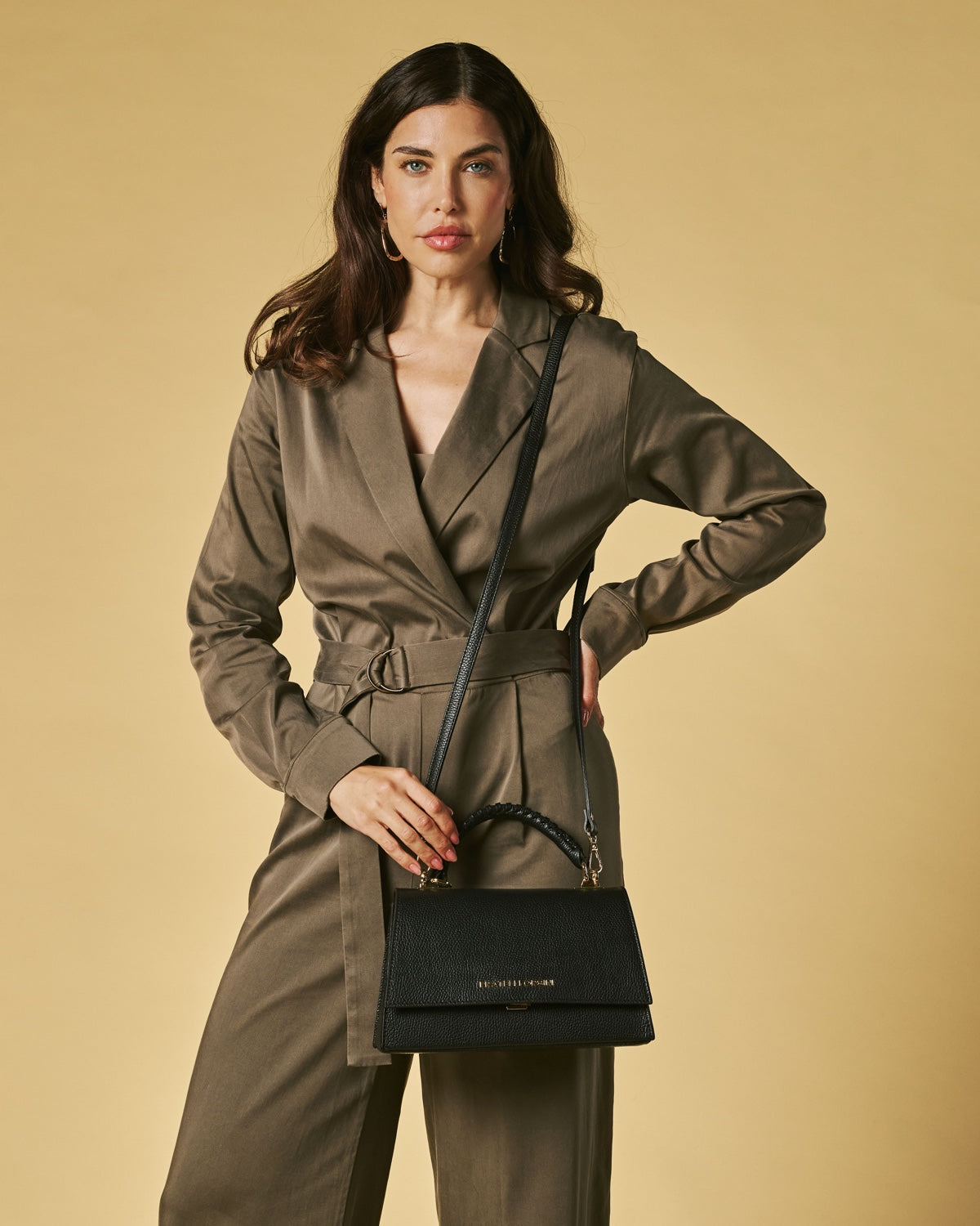 Federica (black) - Italian calf leather women's crossbody bag (with shoulder strap) — photo 9 of 9