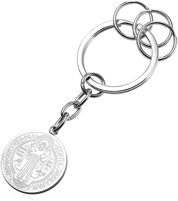 Stainless Steel St. Benedict Medal Keychain