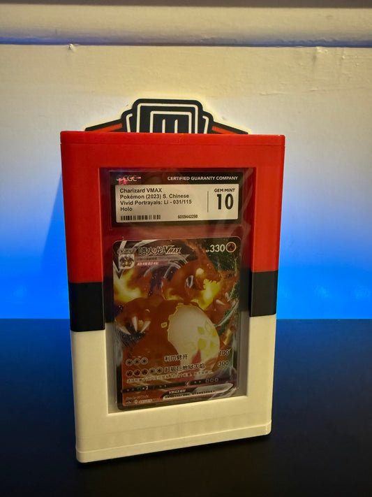 The Slab Stand by The Pulling Guard – Rot & Weiß Gestreift – Spinning Graded Card Display – Passt für CGC, TAG, PSA, AGS – NICHT FÜR BECKETT GEEIGNET