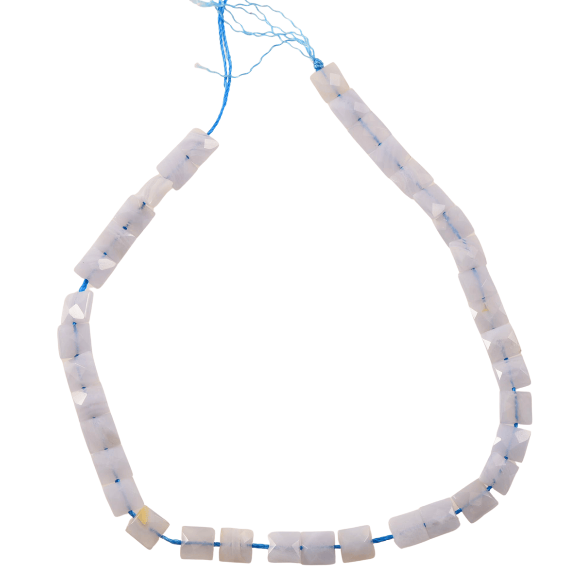 White Chalcedony Faceted Square Beads - 8mm Stone Bead Strand